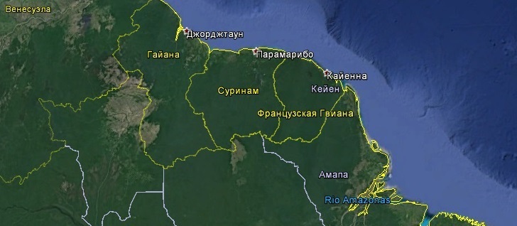 Карта Суринам
