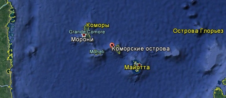 Карта Коморских островов