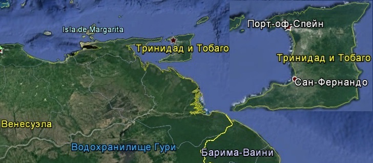 Карта Тринидад и Тобаго