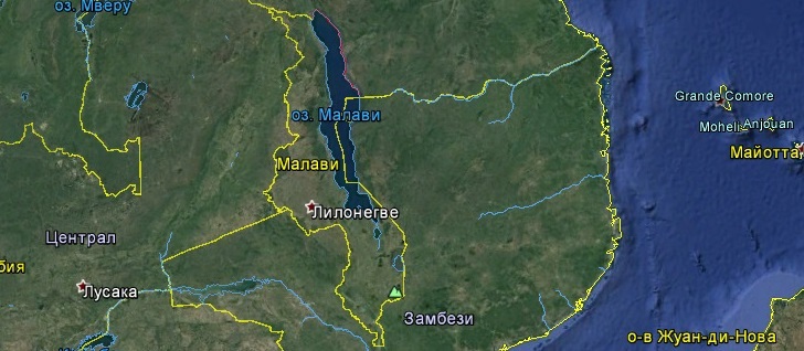 Карта Малави