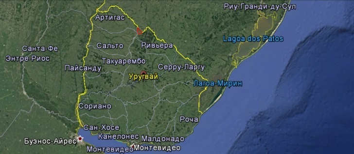 Карта Уругвая
