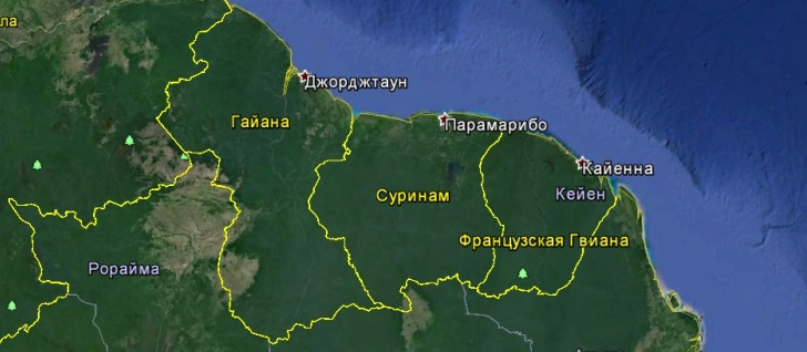 Карта Гайаны