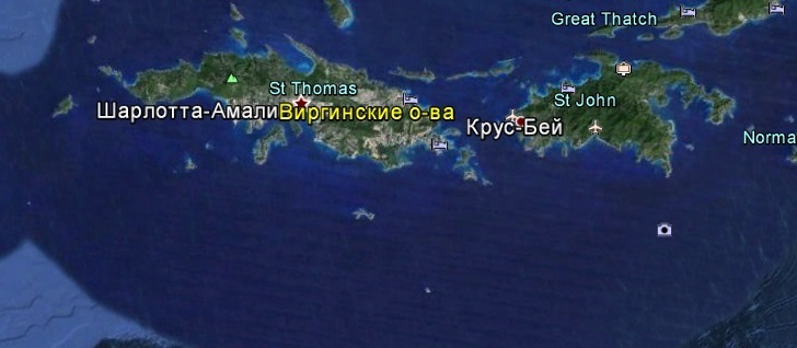 Карта Виргинских островов (США)